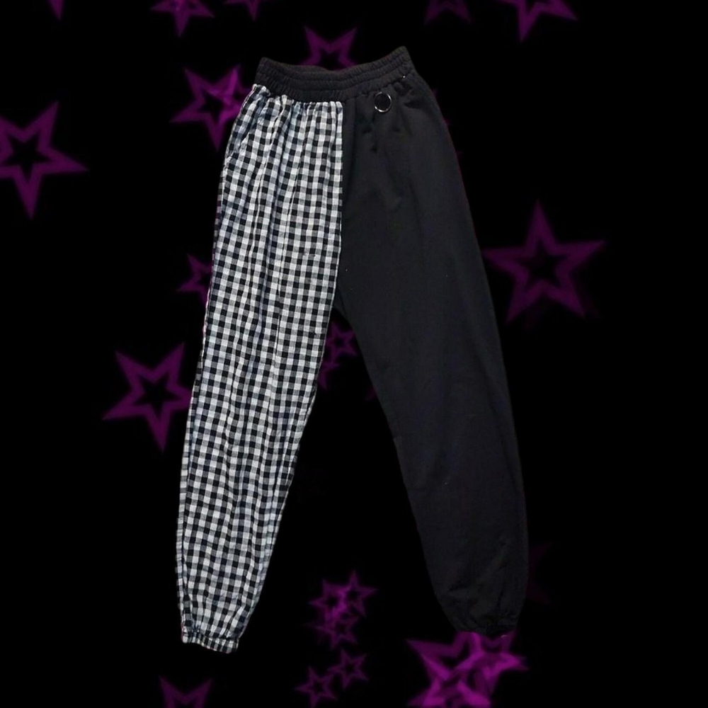 2000s emo tartan print sweatpants